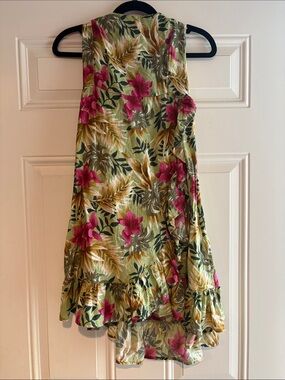 Kori Green Floral Casual Kids Dress with Pink Blooms